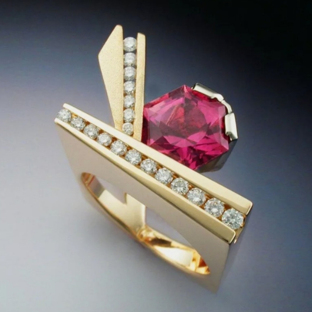 Cz  Ruby Unique 14k Plated